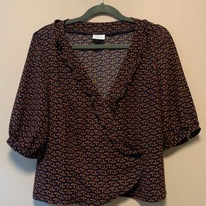 Navy Blue and Orange Top